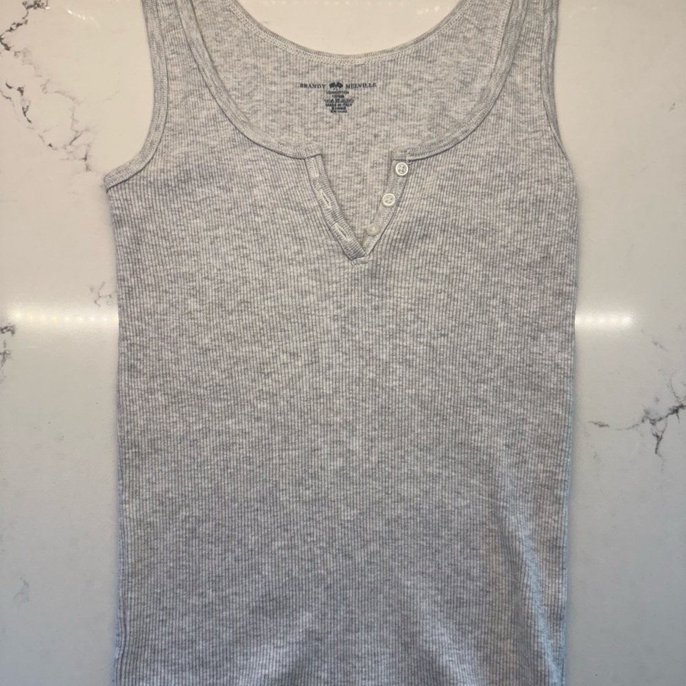 Brandy Melville Light Gray Ribbed Tank Top